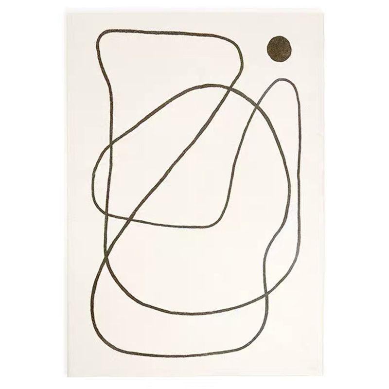 White Tone Home Decoration Carpet Simple Abstract Lines Area Rug Polyester with Non-Slip Backing Rug