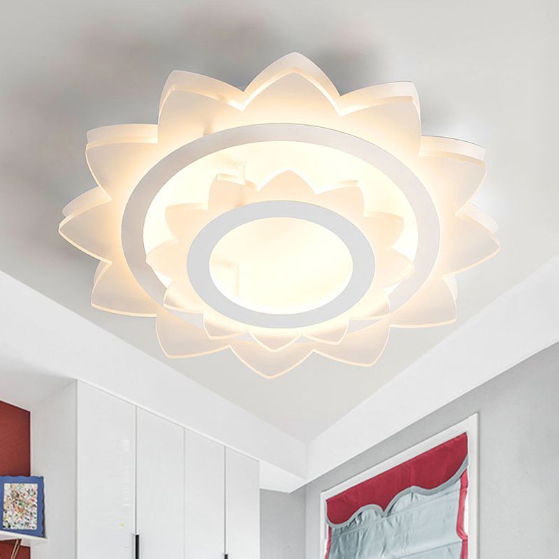 Sun Flower Flush Light Fixture Simplicity Acrylic LED White Flush Mount in Warm/White Light