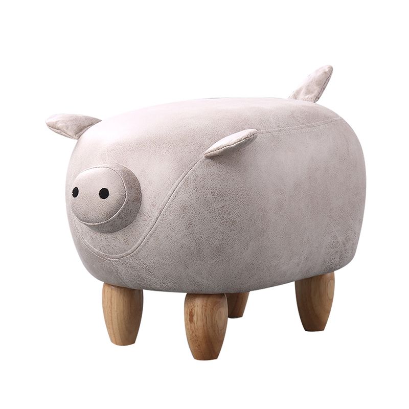 Contemporary Standard Ottoman Specialty Faux Leather Upholstered Pouf