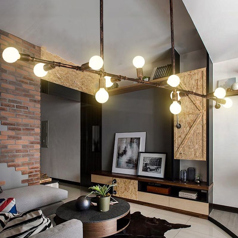 7/11 Lights Exposed Island Pendant Light Farmhouse Style Antique Bronze Wrought Iron Hanging Island Light