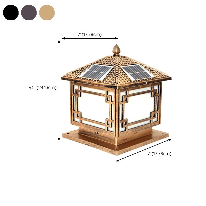 Contemporary Pillar Lighting Fixture Minimalist LED Solar Lamp for Garden