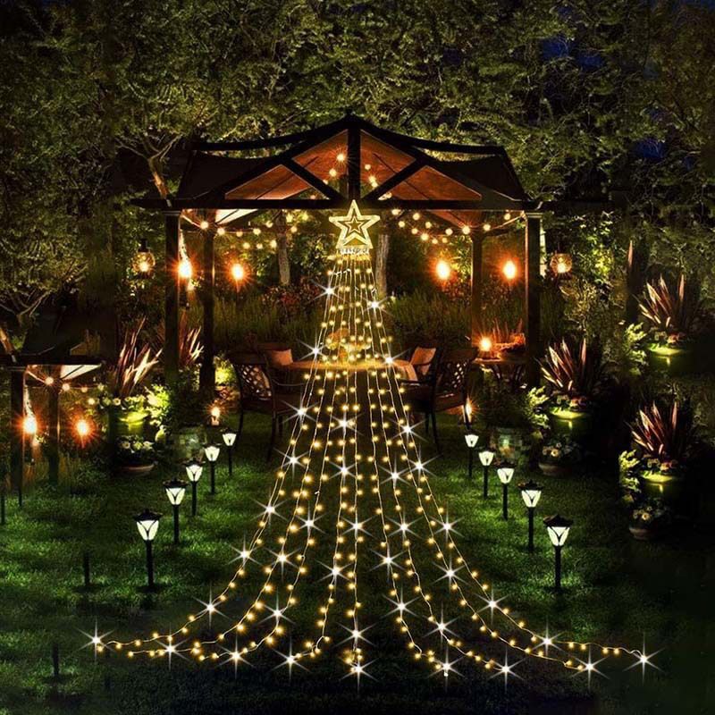11.4ft Comet Star Fairy String Light Decorative Plastic White LED Outdoor Festive Light in White