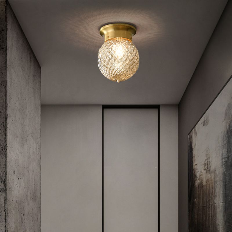Plafonnier géométrique en verre et Bronze, Style créatif moderne, en cuivre, pour couloir