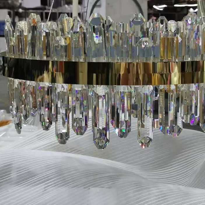 Luce lampadario in stile moderno Luce a sospensione in cristallo oro per soggiorno