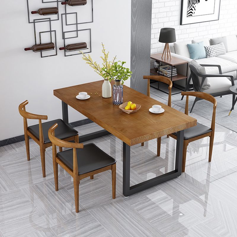 Industrial Style Wood Dining Table Dining Rectangle Table with Metal Legs