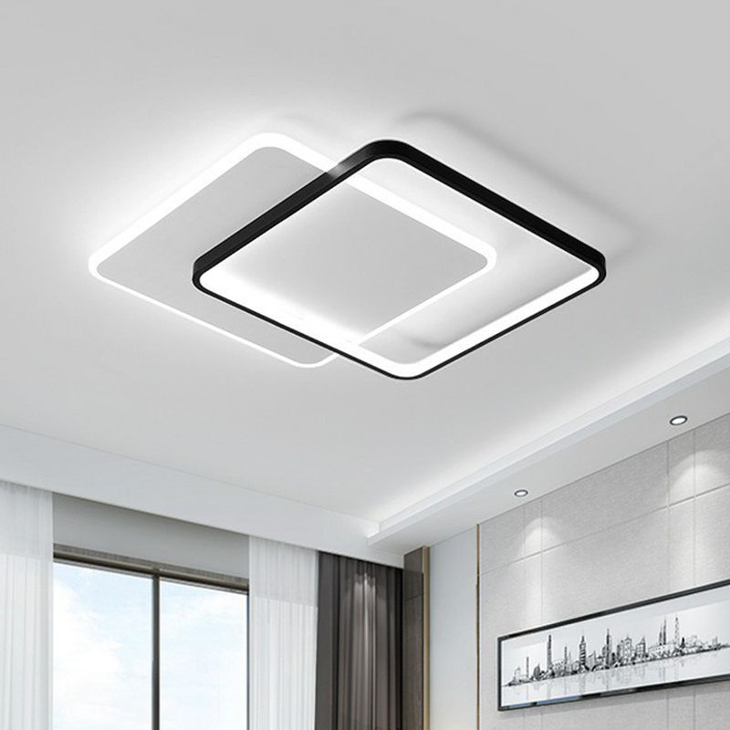 Geometrische Deckenleuchte, moderne, schwarze LED-Einbauleuchte aus Metall