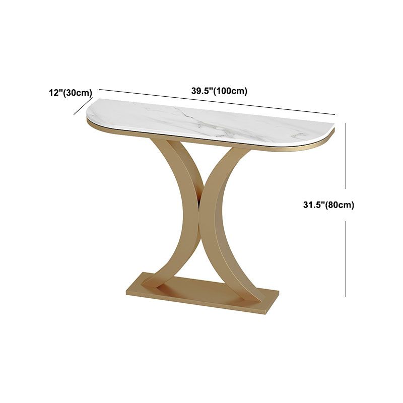 Glam Marble Console Table Half Moon Abstract 12" W Accent Table for Hall