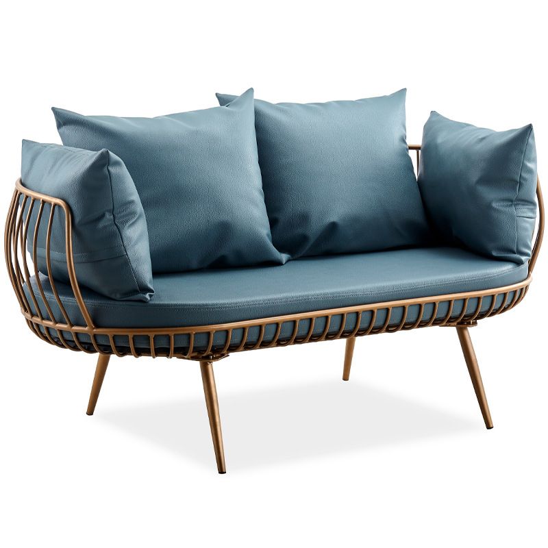 Scandinavian Golden Frame Sofa with Pillow Back Cushion for Living Room