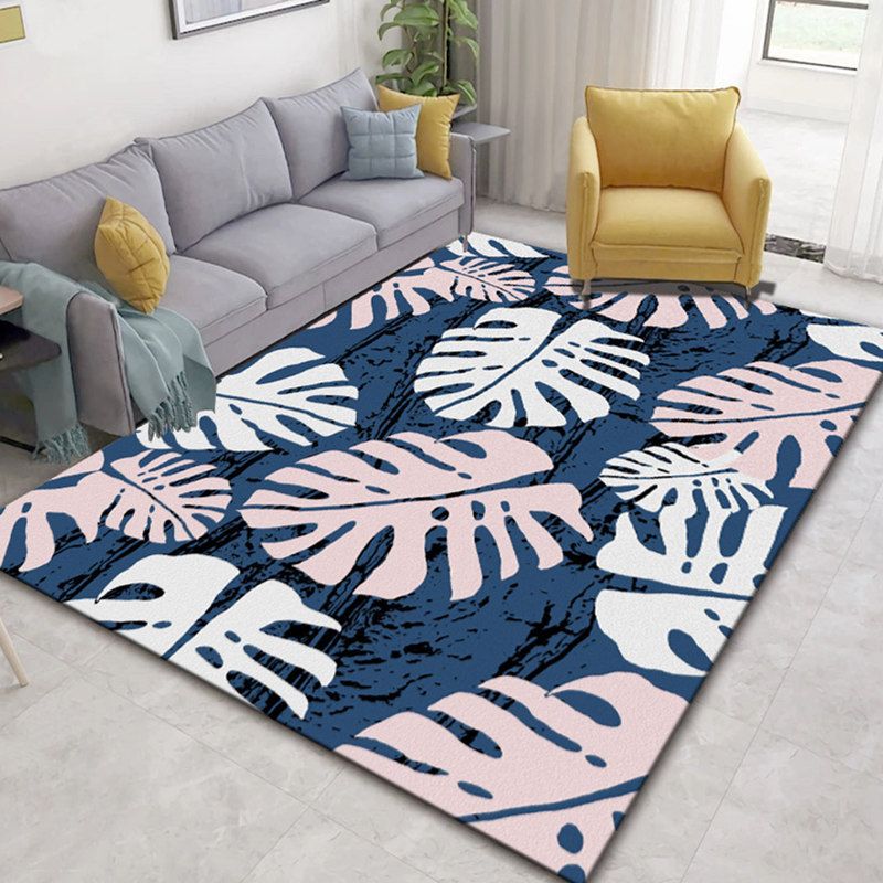 Glam Nordic Area Rug Multi-Colored Plant Carpet Stain Resistant Washable Anti-Slip Backing Rug for Sitting Room