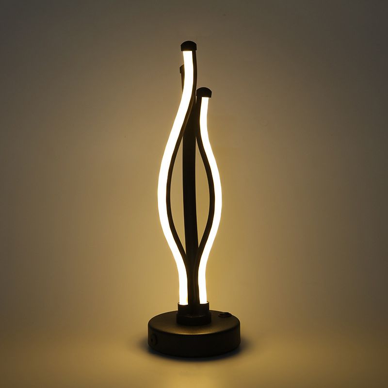 Linear Nightstand Lamp Contemporary Metal Nightstand Lamps in Black