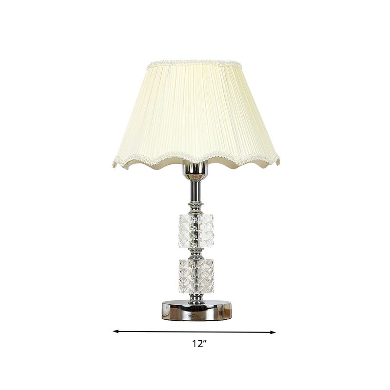 Lampada da comodino da soggiorno minimalista a 1 luce con cilindro in cristallo trasparente in bianco