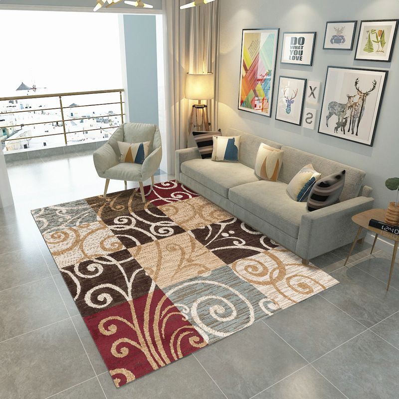 Multi-gekleurde geometrisch blok Tapijten Polypropyleen Nordic-stijl Tapijt Non-slip achtersterkleurbestendig huisdiervriendelijk vloerkleed voor kamer