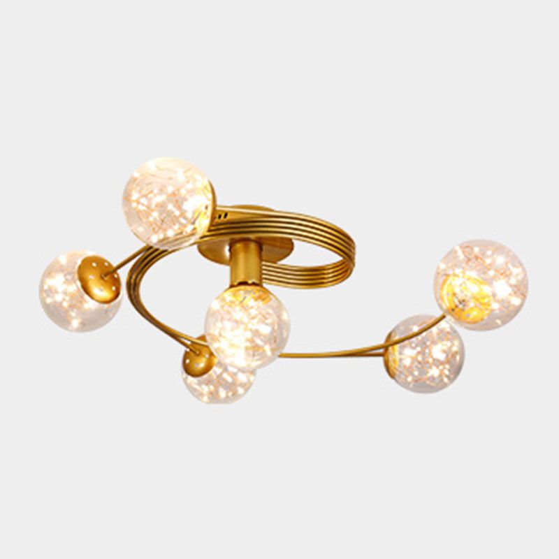 6-Lights Globe Glass Ceiling Light Simplicity Modern Style Flush Mount Light for Bedroom