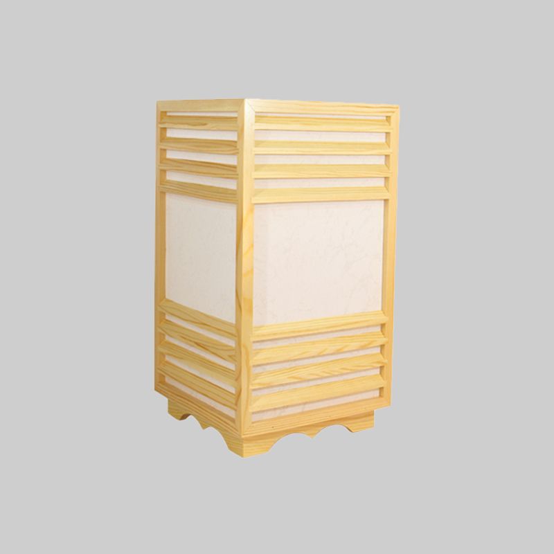 1 Kopf rechteckige Lesen helles zeitgenössisches Holz Nachttischlampe in Beige zum Studium