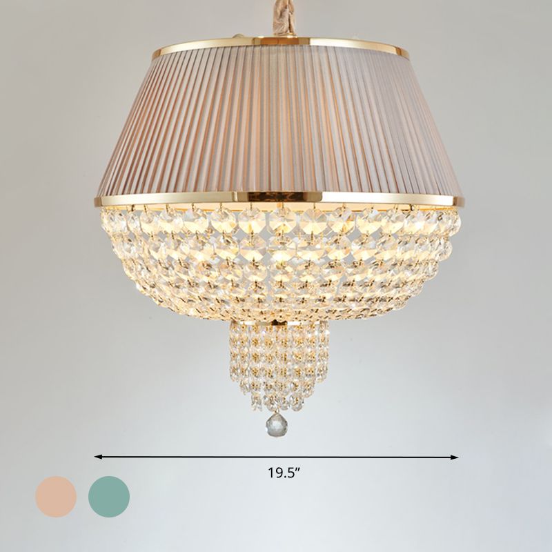 5 lumières Lumières de plafond en dôme simple style bleu / gris Crystal Strand Pendant Light