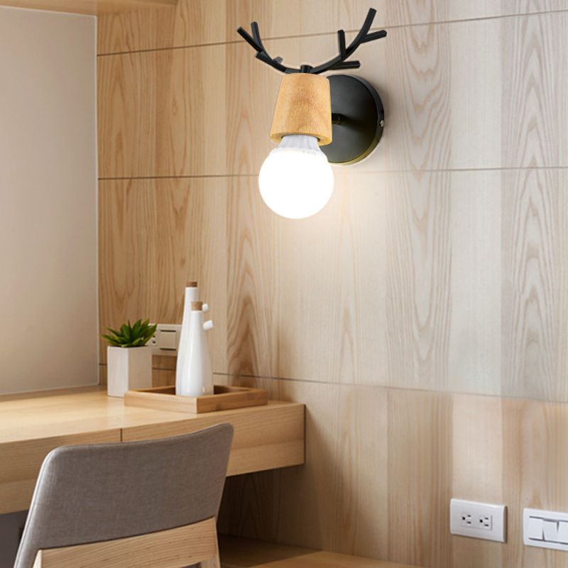 Unique Shape Wood Vanity Sconce Light Modern Style 1-Light Vanity Mirror Lights