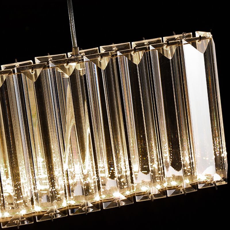 Contemporary LED Linear Ceiling Lamp Fixtures Crystal Gold Island Pendant