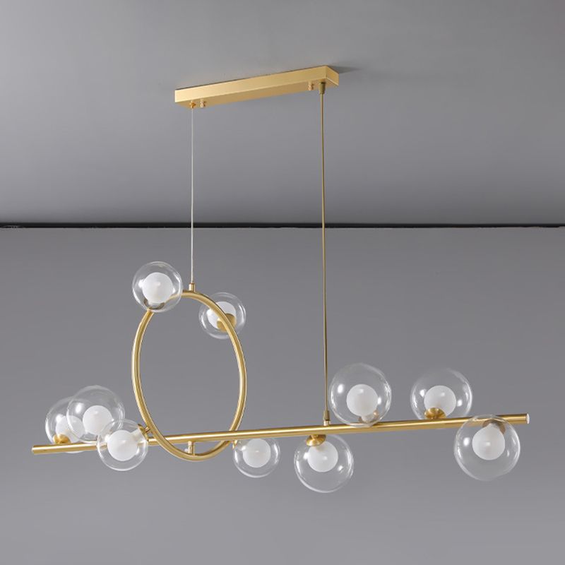 Modern Creative Style Hanging Lamp Gold Glass Island Light Fixture for Dining Room
