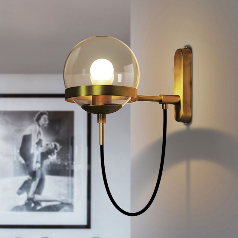 Modern Minimalist Style Globe Wall Lighting Ideas Glass 1 Light Wall Lamps for Living Room