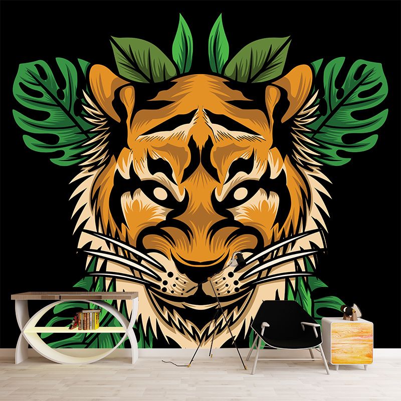 Tropical Jungle Mildew Resistant Wallpaper Illustration Sleeping Room Wall Mural