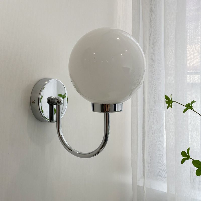 Modern Vanity Light Glass Ball Shade Wall Light Sconce for Washroom