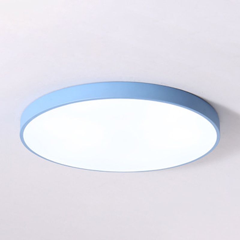 Lampada da soffitto a LED di forma rotonda moderna Macaroon Iron 1 Light Flush Mount per sala da pranzo