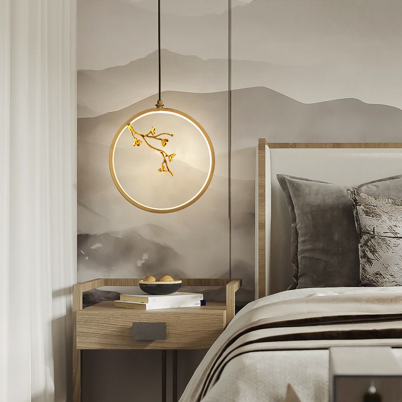 Contemporary Gold Simplicity Line Design LED Pendant Lamp for Bar Study Room