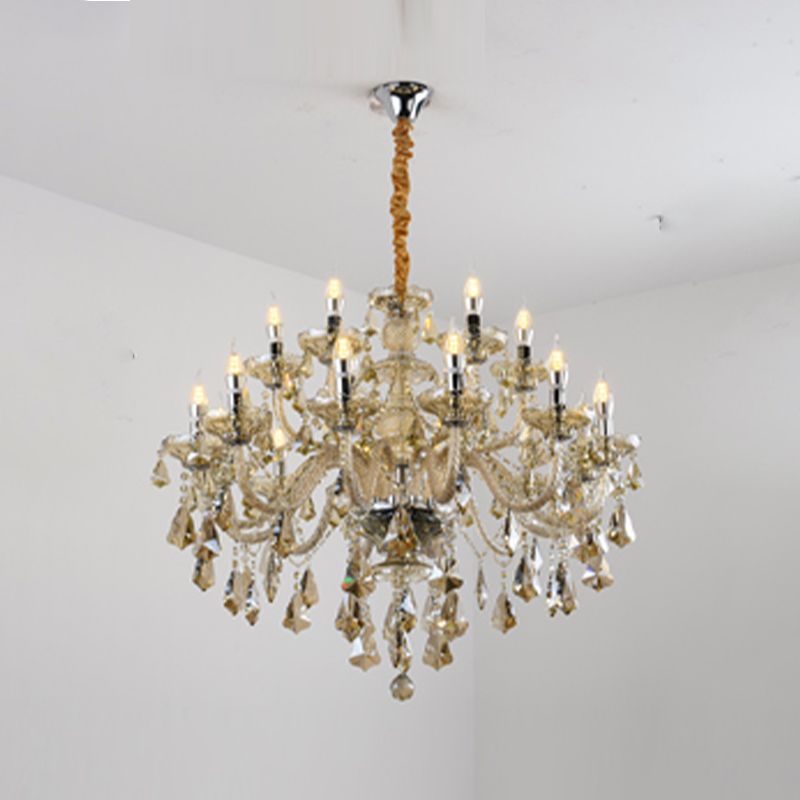 Candlestick Chandelier Light Fixture Crystal Glass Hanging Lamp for Living Room