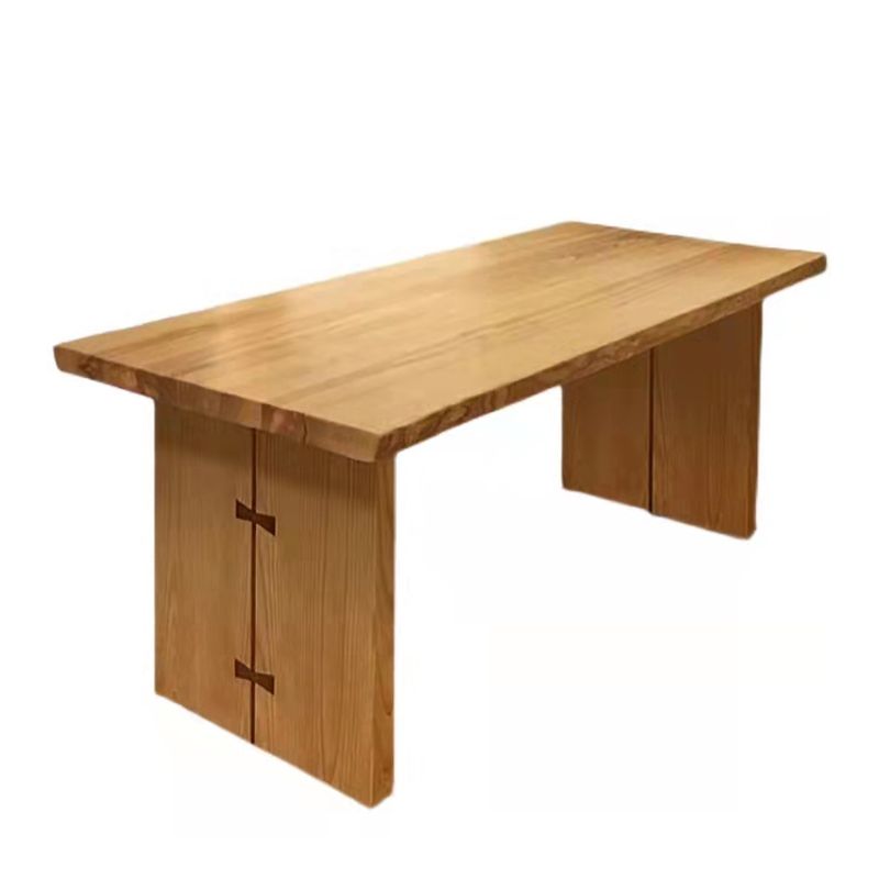 Mesa moderna de madera maciza para mesa rectangular de restaurantes con pedestal doble