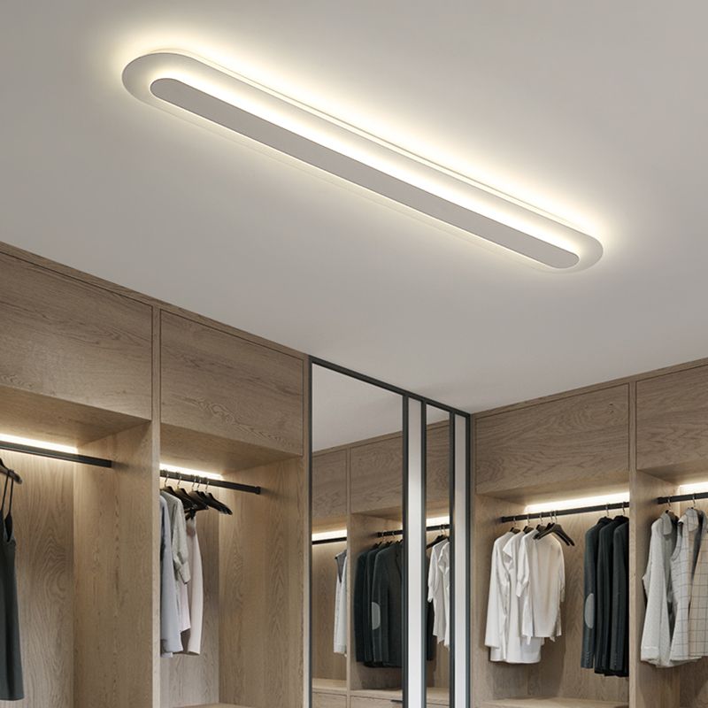 Metal Linear Flush Mount Ceiling Light Modern 1-Light Flush Mount Ceiling Fixture in White