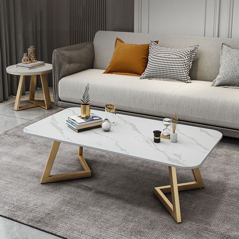 1 Single Rectangular/Round Cocktail Table Stone Top Coffee Table