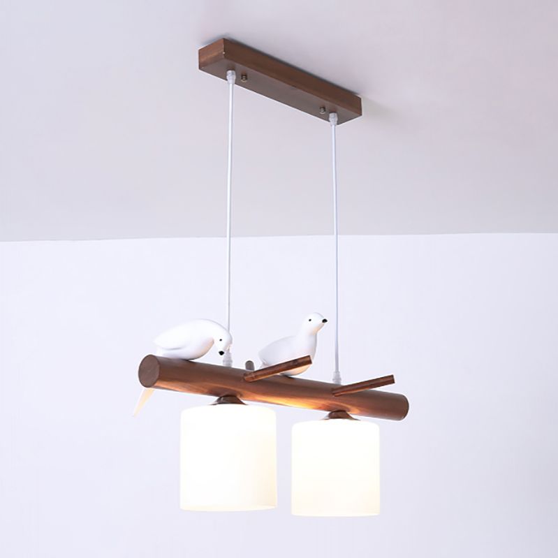 Modern Island Pendant Lamps Multi-Head Restaurant Hanging Light Fixtures with Glass Shade