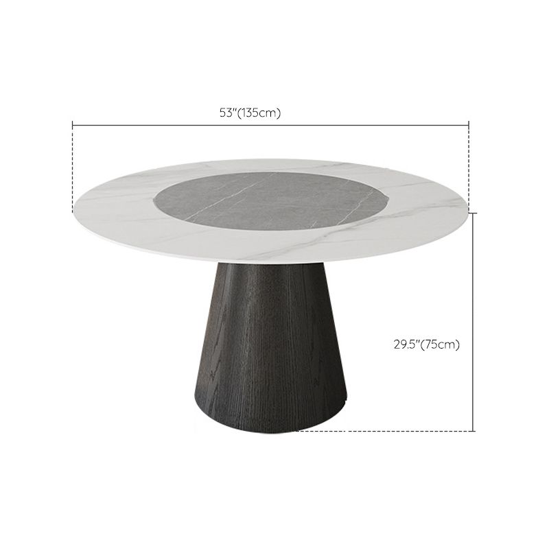 Modern Pedestal Casual Dining Table Round Dining Table with Ash Wood Base