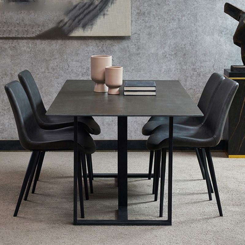 Industrial Rectangle Table Sintered Stone Table with Metal Legs for Home
