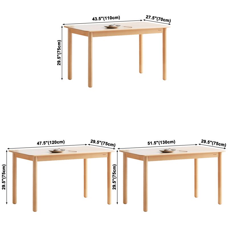 Rectangle Wooden Dining Table Modern Beech Table in Nature with 4 Legs