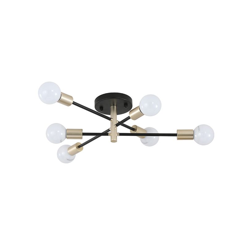 Semi-affleurant linéaire Spoutnik noir et or, lampe moderne à 4/6 têtes en métal montée sur table