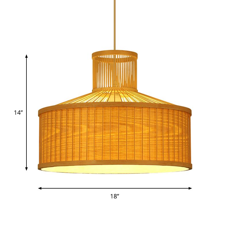 18 "/23,5" Weitzylinder -Suspension Anhänger Retro Bambus 1 Lampenholz Hanging Light Kit