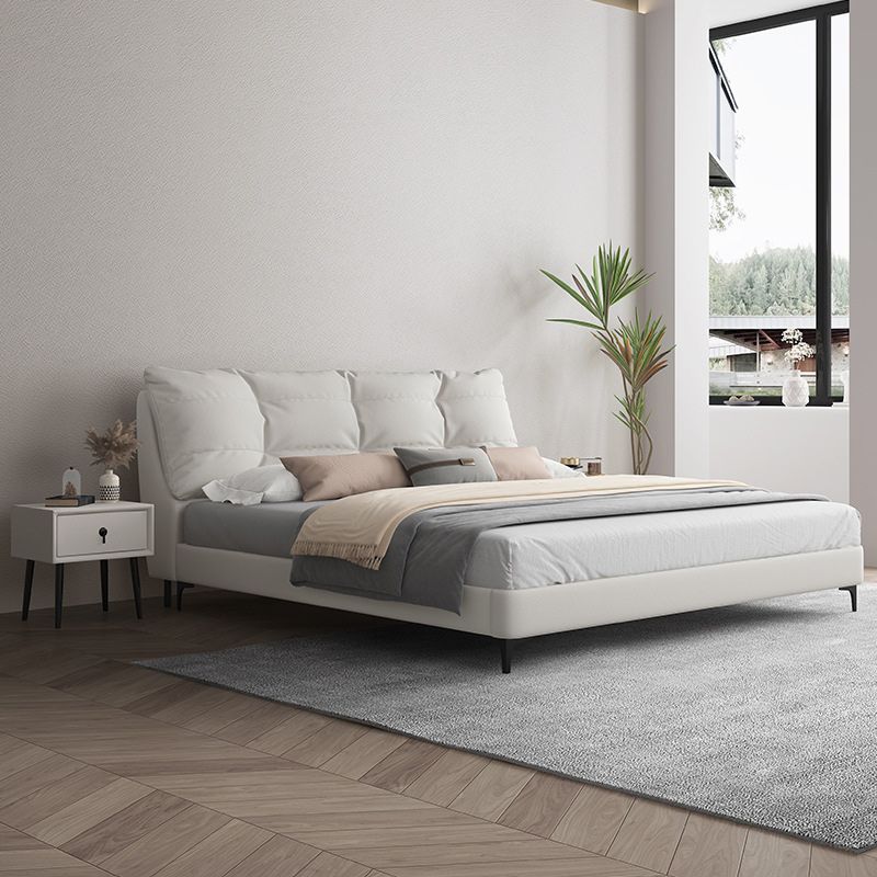 White Modern Standard Bed Foam Bed Frame with Custom Gold Legs