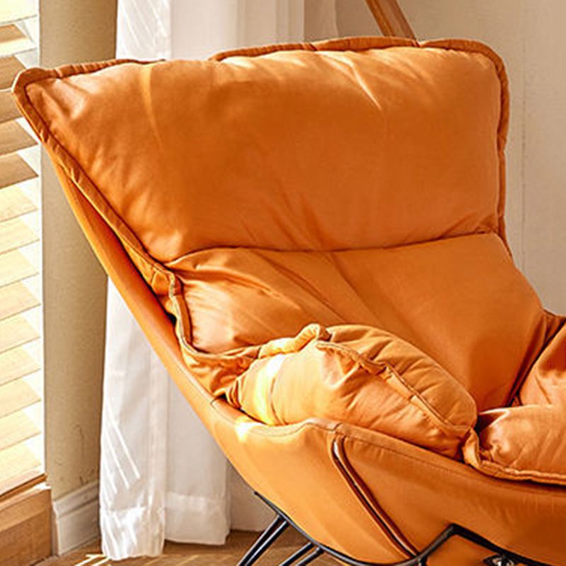 Contemporary Rocking Chair Plain Water Resistant Faux Leather Glider Chair with Ottoman