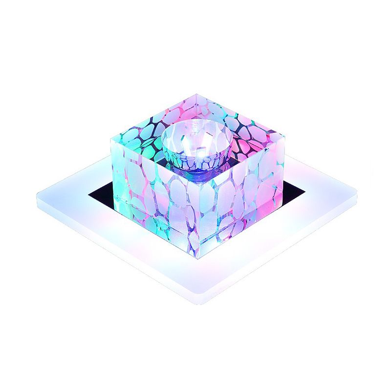 Plafonnier encastré à LED carré Simplicity pour couloir en cristal, plafonnier transparent