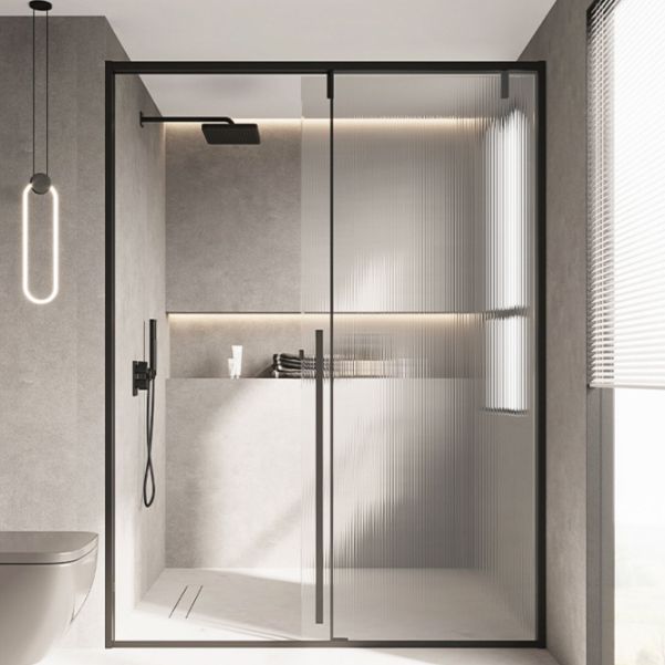 Semi Frameless Stainless Steel Frame Single Sliding Glass Shower Door