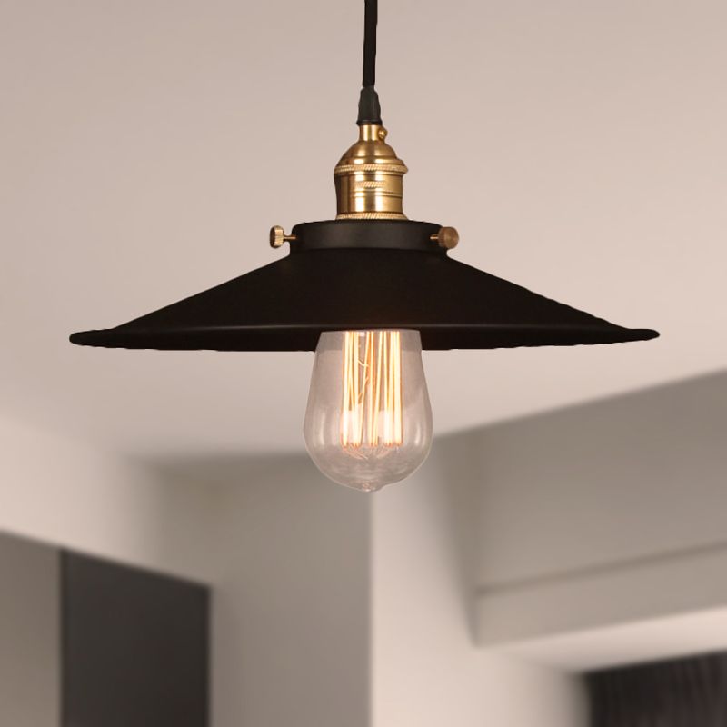 Metallkonische Decke Anhänger Industrial Style 1 Licht Esstisch Deckenleuchte in Messing/verwittertem Messing