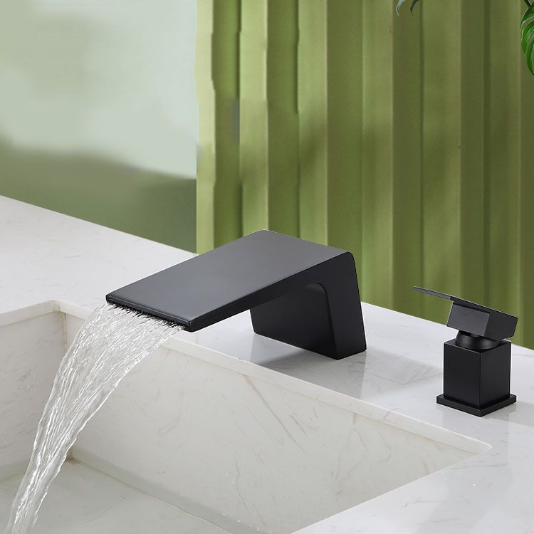 Waterfall Spout Tub Filler with 1 Handle Deck Mount Bathroom Faucet