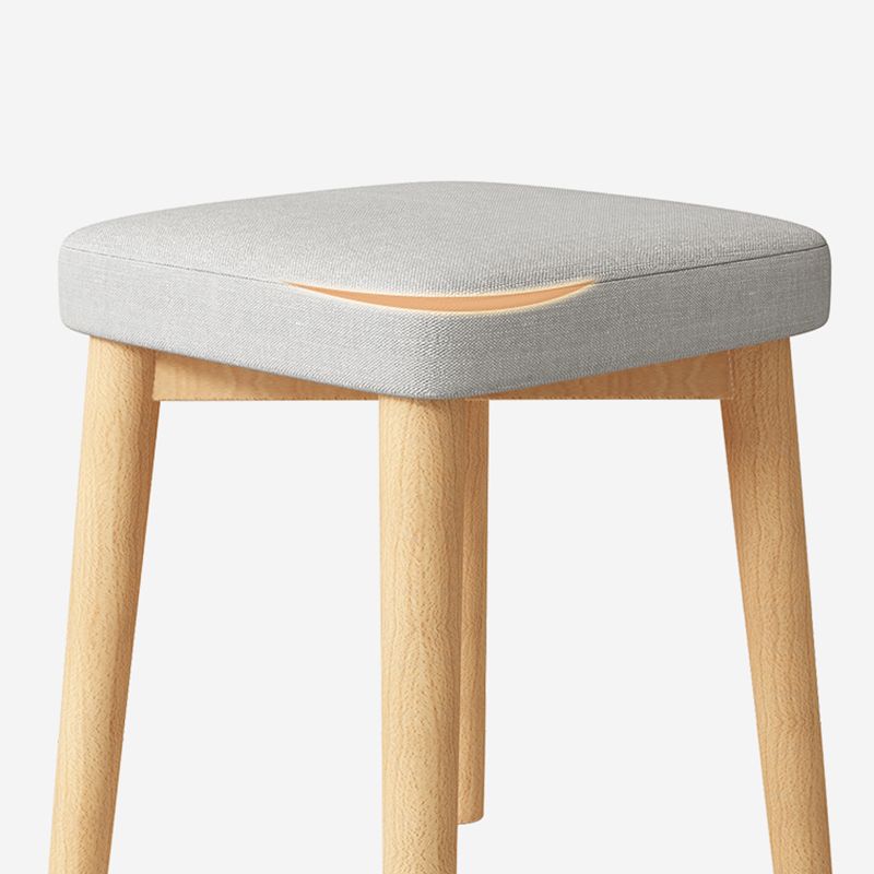 Wood Pouf Contemporary Square Solid Color Ottoman with Wooden Feet