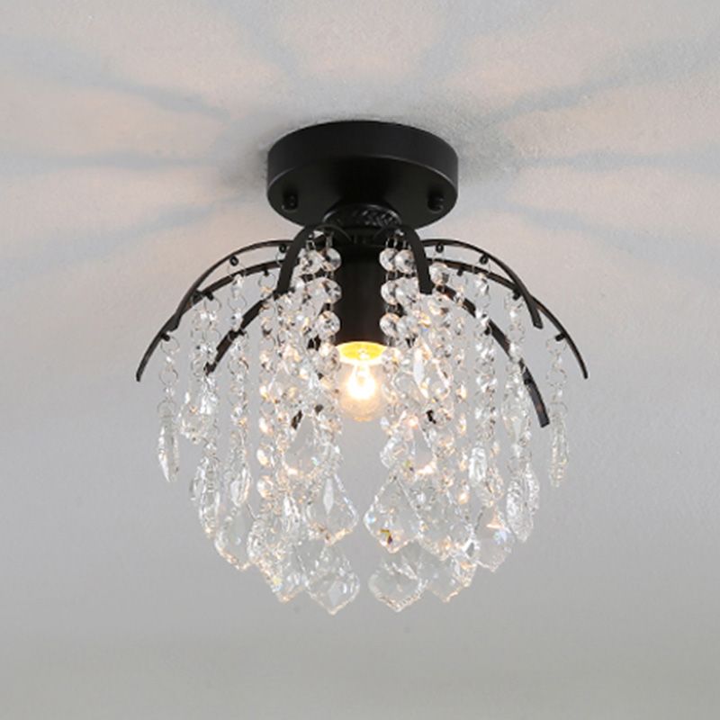 Contemporary Teardrop-Like Flush Light Fixture Crystal 1 Light Flush Mount Lighting