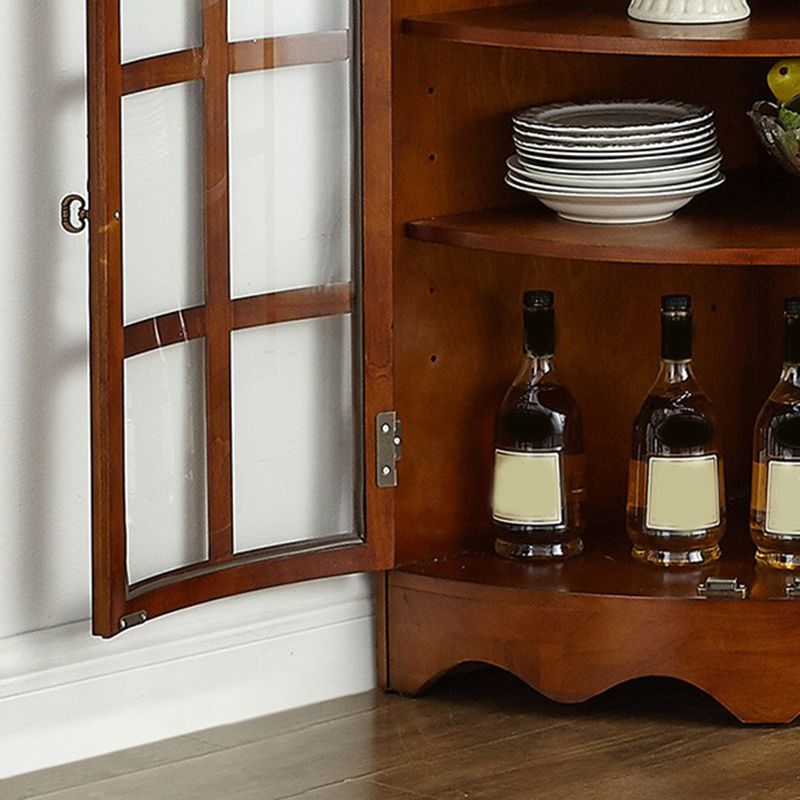Mid-Century Modern Corner Accent Cabinet Rubberwood Cabinet With Doors