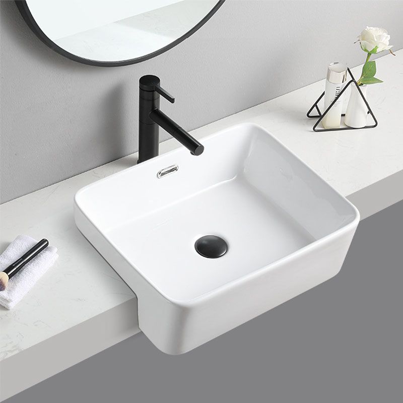 Modern Bathroom Sink Rectangular Vessel Lavatory Sink in White(Not Included Faucet)