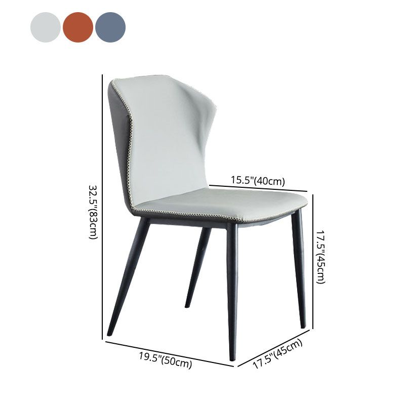 Restaurante Silla lateral de cuero contemporánea Wingback Sillas de comedor
