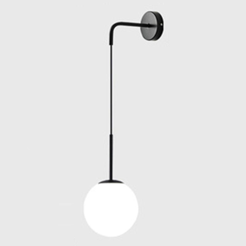 Bedroom Wall Sconce Lighting Nordic Style Wall Mounted Light with Orb Glass Shade