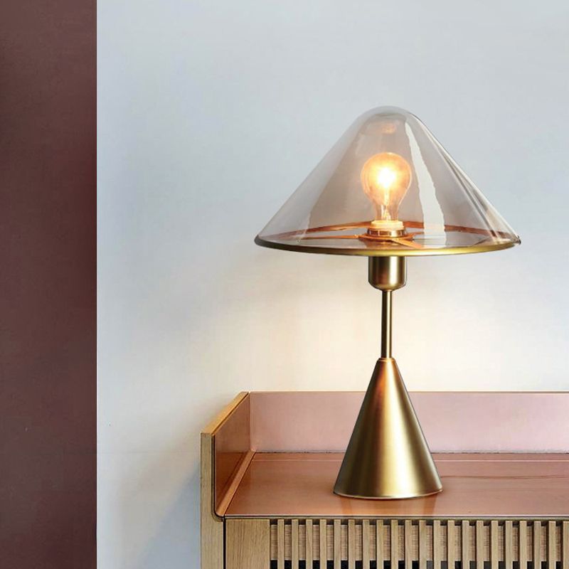 Gold Cone Shape Table Lamp Nordic Style Table Light with Glass for Bedroom